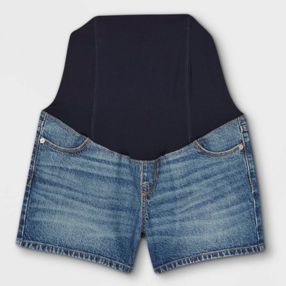 Isabel Maternity Crossover Panel Midi Shorts - Picture 1 of 7